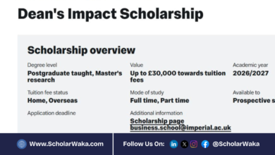 Imperial College London Dean's Impact Scholarship 2026/2027 in UK | Step by Step Process - ScholarWaka