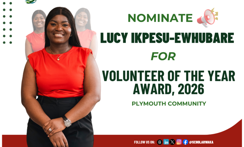 Nominate Lucy Ikpesu-Ehwubare for Plymouth Volunteer of the Year Award, 2026 - ScholarWaka